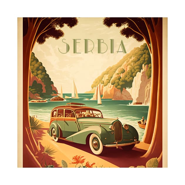 Serbia Vintage Travel Art Poster by OldTravelArt