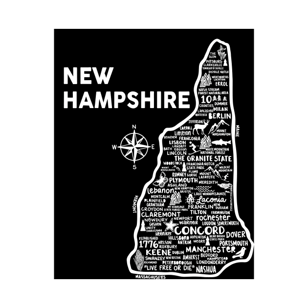 New Hampshire Map by fiberandgloss