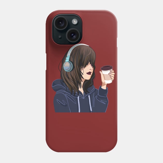 anime a girl have headphones Phone Case by Mariia Tsymbala