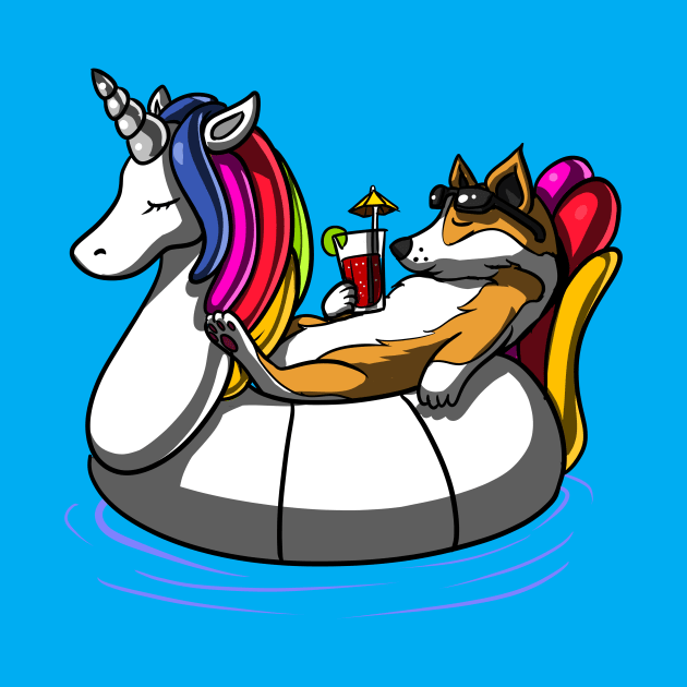 Corgi Dog Riding Unicorn Float by underheaven