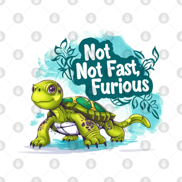 Not fast, Not Furious, turtle, watercolor, gift ideas by Pattyld