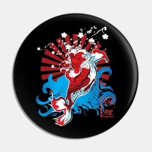 Black Red Illustrated Japanese Fish Pin