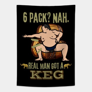 Real Man Got a Keg - Funny Sumo Wrestler Beer Tapestry