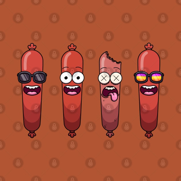 Funny Sausage Cartoon Sticker Pack by TheMaskedTooner