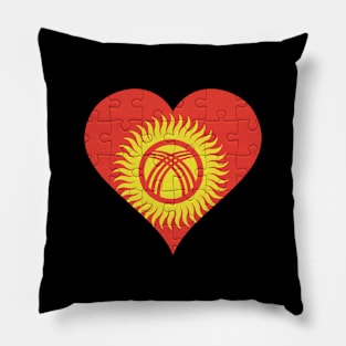 Kyrgyzstani Jigsaw Puzzle Heart Design - Gift for Kyrgyzstani With Kyrgyzstan Roots Pillow