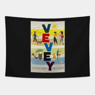 Vevey, Switzerland, Travel Poster Tapestry