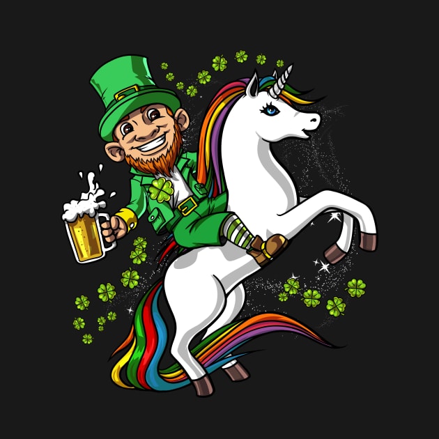 Leprechaun Riding Unicorn St Patricks Day by underheaven