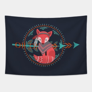 Tribal Fox Totem Boho Spring Tapestry