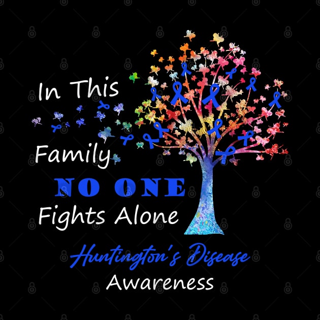 Huntington's Disease Awareness No One Fights Alone, Tree Ribbon Awareness by DAN LE