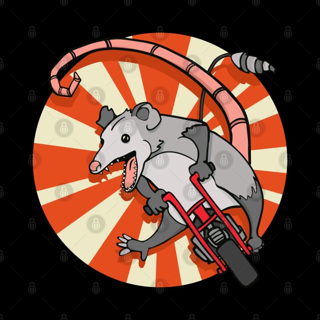 Funny Vintage Minibike Possum Riding Gas Mini Bike by Huhnerdieb Apparel