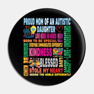 Autism Proud Mother Daughter Love Autistic Kids Autism Awareness Family Pin