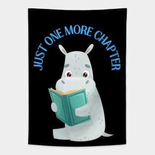 Hippo reading book Just one more chapter I Love Books Bookoholic Tapestry