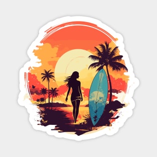 Girls surf better, summer surfing, sunset hunting v4 Magnet