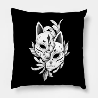 Oriental kitsune mask Pillow