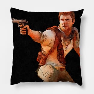 Gun Boy Watercolor Pillow