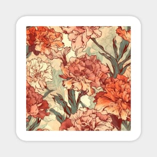 Vintage colorful carnation pattern Magnet