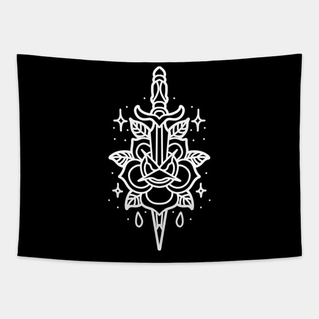 rose dagger line art Tapestry by donipacoceng