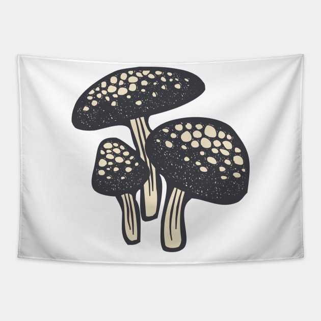 Vintage Mushroom Illustration Tapestry by HobbyAndArt