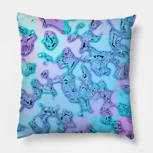 Chrome Vaporwave 80s Checkers Water droplet Pillow