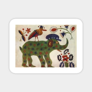 Maria Primachenko - green elephant 1936 Magnet