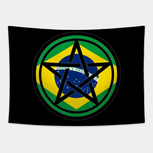 Large Print Pentacle Brazil Flag Tapestry