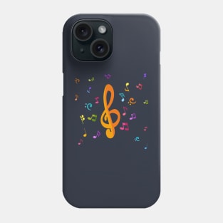 Colorful music notes with treble clef Phone Case