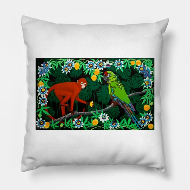 To Frida, with Love (black background) Pillow by unascott