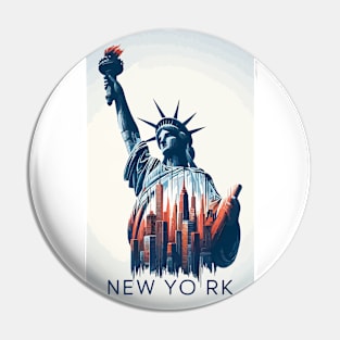 The Statue of liberty New York Abstract Cityscape Pin