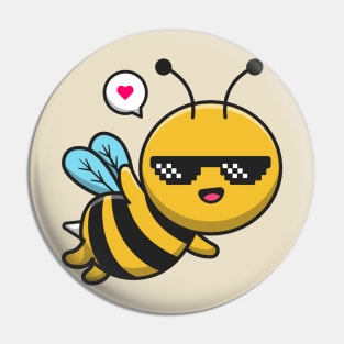 Cute Cool Bee Wearing Glasses Cartoon Pin