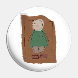 Brown paper boy Pin