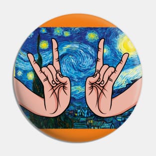 Japanese Rock Hands In The Starry Night Pin