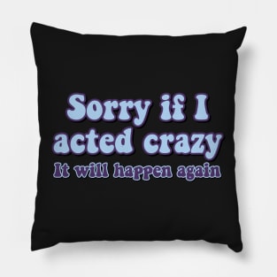 Sorry if I acted crazy it will happen again Pillow