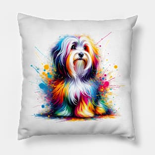 Colorful Abstract Havanese in Vibrant Splash Style Pillow