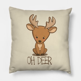 Oh Deer - cute worried little kawaii deer Pillow