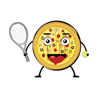 Pizza Tennis Player - Funny Character Illustration T-Shirt