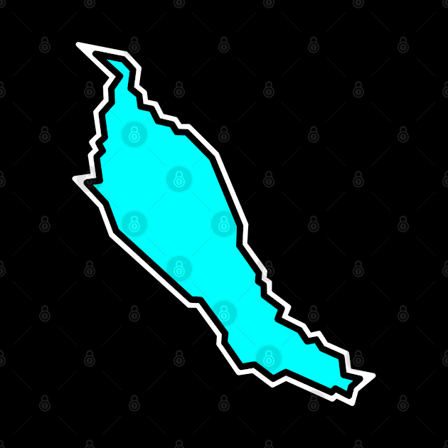 Denman Island in Bright Light Turquoise Blue - Simple Silhouette - Denman Island by City of Islands