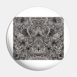 Grayscale Aesthetic Fractal Shapes - Black and White Abstract Artwork Pin