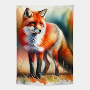 Autumn Whisper: Enchanting Red Fox Watercolor Tapestry