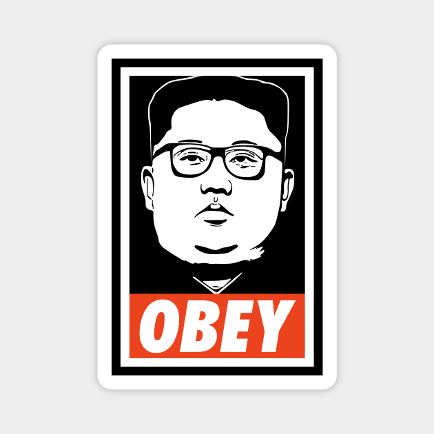 obey kim jong un Magnet by Gabriel Pastor Store