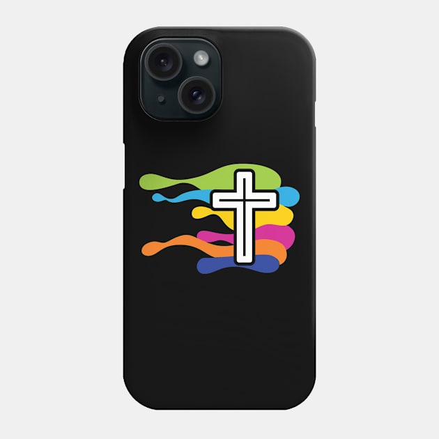 The cross of Jesus and the colored waves Phone Case by sandra0021tees