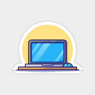 Laptop With Mouse Cartoon Vector Icon Illustration Magnet