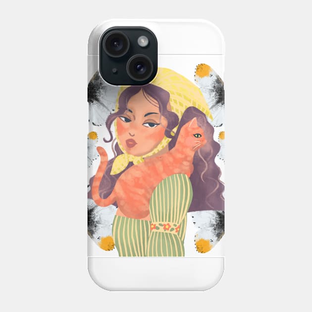 The girl and the cat Phone Case by Comacomi