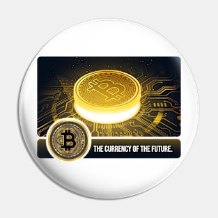 Golden bitcoin blockchain technology Pin