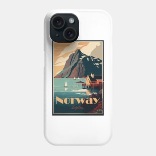 Lofoten islands, Norway, travel poser Phone Case