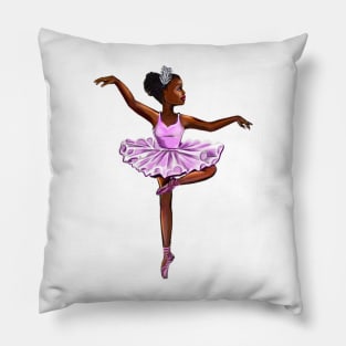 African american ballerina  in lavender purple tutu-#006- brown skin black ballerina Pillow