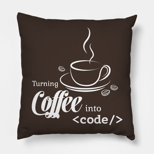 Turning Coffee into Code Pillow by sedj32