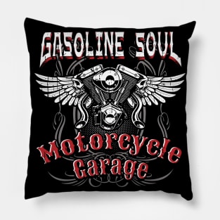 Gasoline Soul Motorcycles Biker Pillow