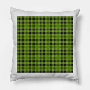 Spring Green Pixel Plaid Pillow