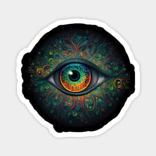 Psychedelic all seeing eye v2 round Magnet