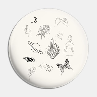 Boho minimalist stickers pack Pin